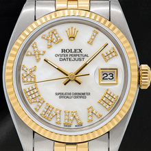 Rolex Datejust 6824 31mm White Mother of Pearl Roman Diamond Dial Two Tone Jubilee Bracelet Watch