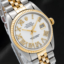 Rolex Datejust 6824 31mm White Mother of Pearl Roman Diamond Dial Two Tone Jubilee Bracelet Watch