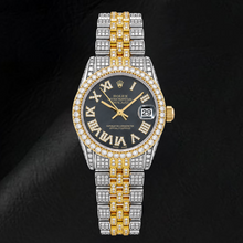 Rolex Datejust 68273 31mm Black Roman Diamond Dial Two Tone Watch