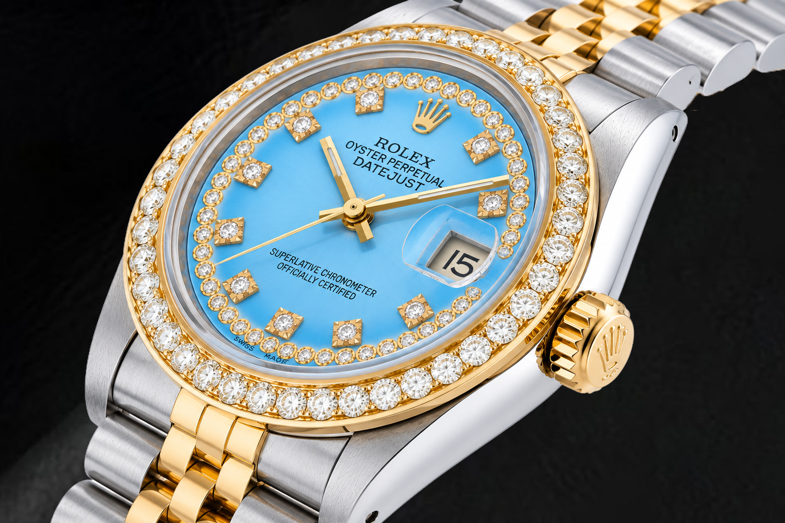 Rolex Datejust 68273 31mm Blue Diamond Dial Two Tone Watch