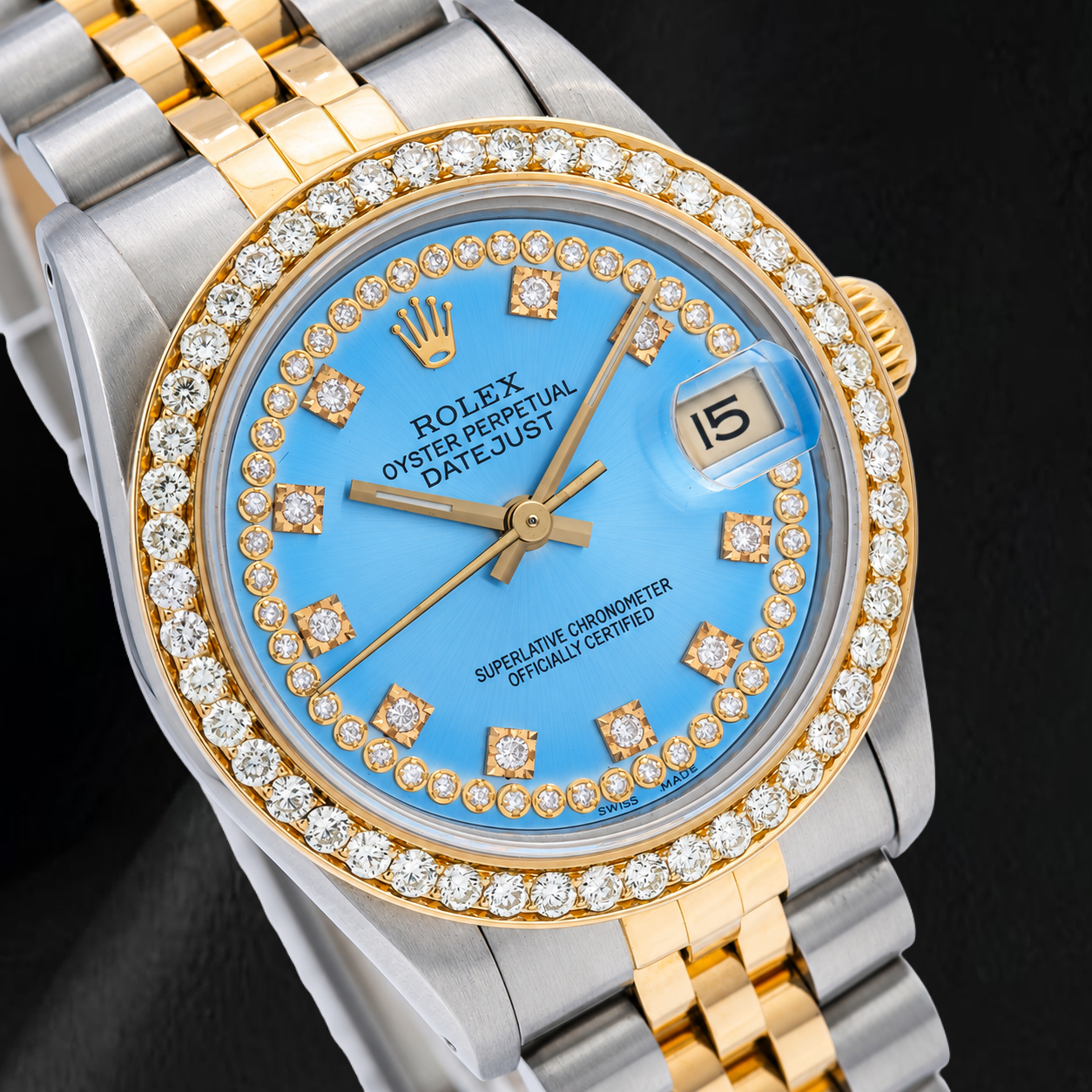 Rolex Datejust 68273 31mm Blue Diamond Dial Two Tone Watch