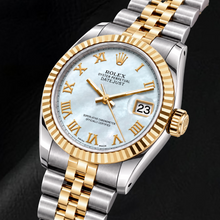 Rolex Datejust 68273 31mm Blue Mother of Pearl Roman Dial Two Tone Watch