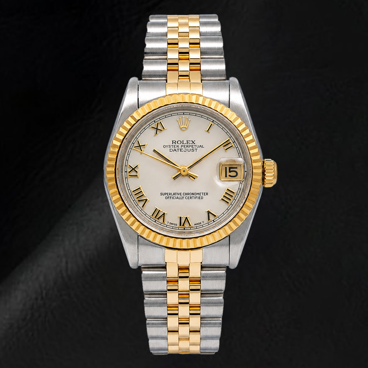 Rolex Datejust 68273 31mm Ivory Roman Dial Two Tone Watch