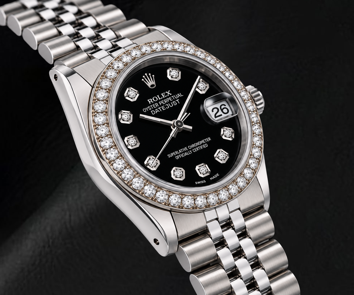 Rolex Datejust 68274 31mm Black Diamond Dial Stainless Steel Watch