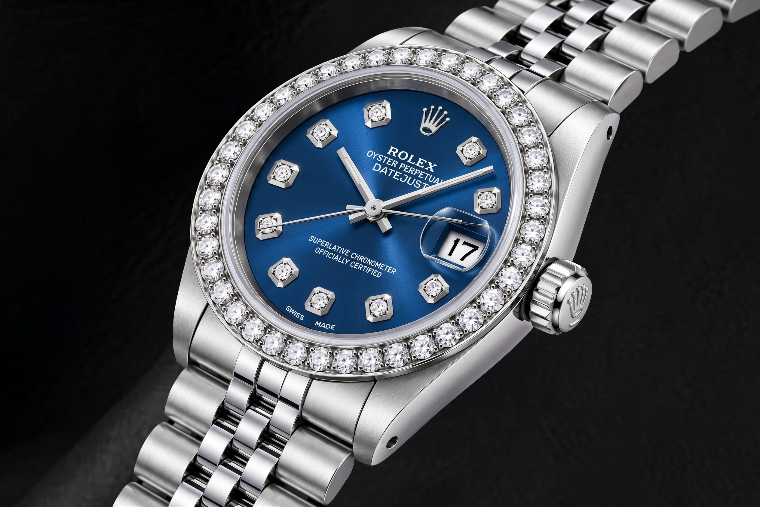 Rolex Datejust 68274 31mm Blue Diamond Dial Stainless Steel Watch