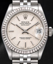 Rolex Datejust 68274 31mm Silver Tapestry Stick Dial Stainless Steel Watch