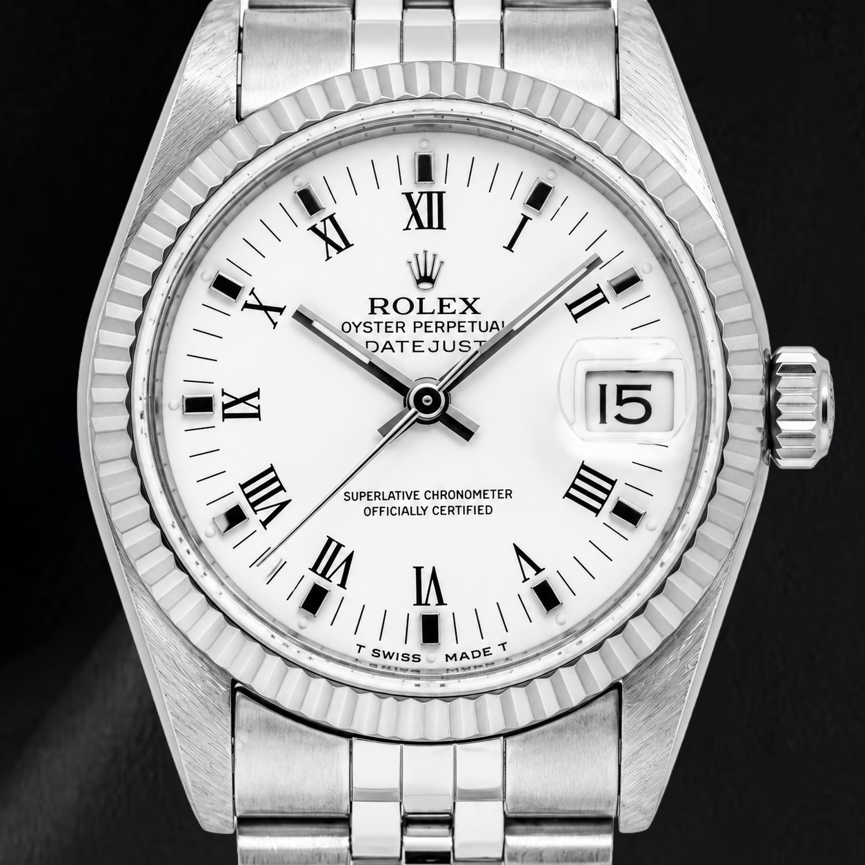 Rolex Datejust 68274 31mm White Roman Dial Stainless Steel Jubilee Bracelet Watch