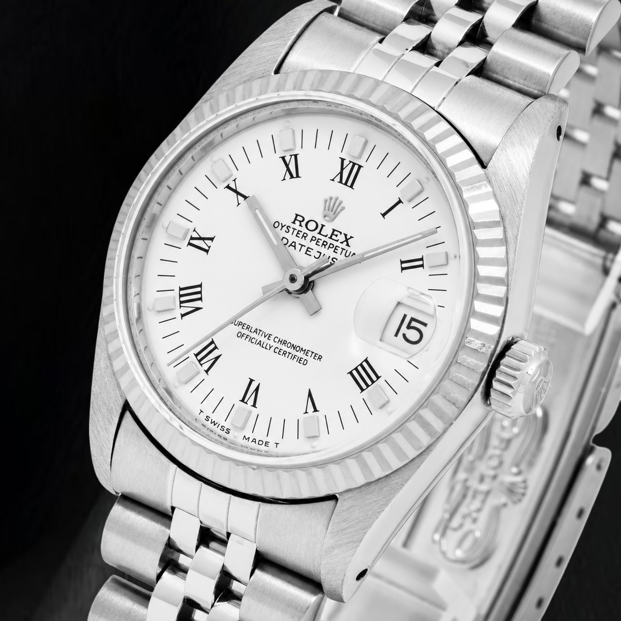 Rolex Datejust 68274 31mm White Roman Dial Stainless Steel Jubilee Bracelet Watch