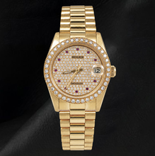 Rolex Datejust 68278 31mm Diamond Paved Dial President Bracelet Watch 18K