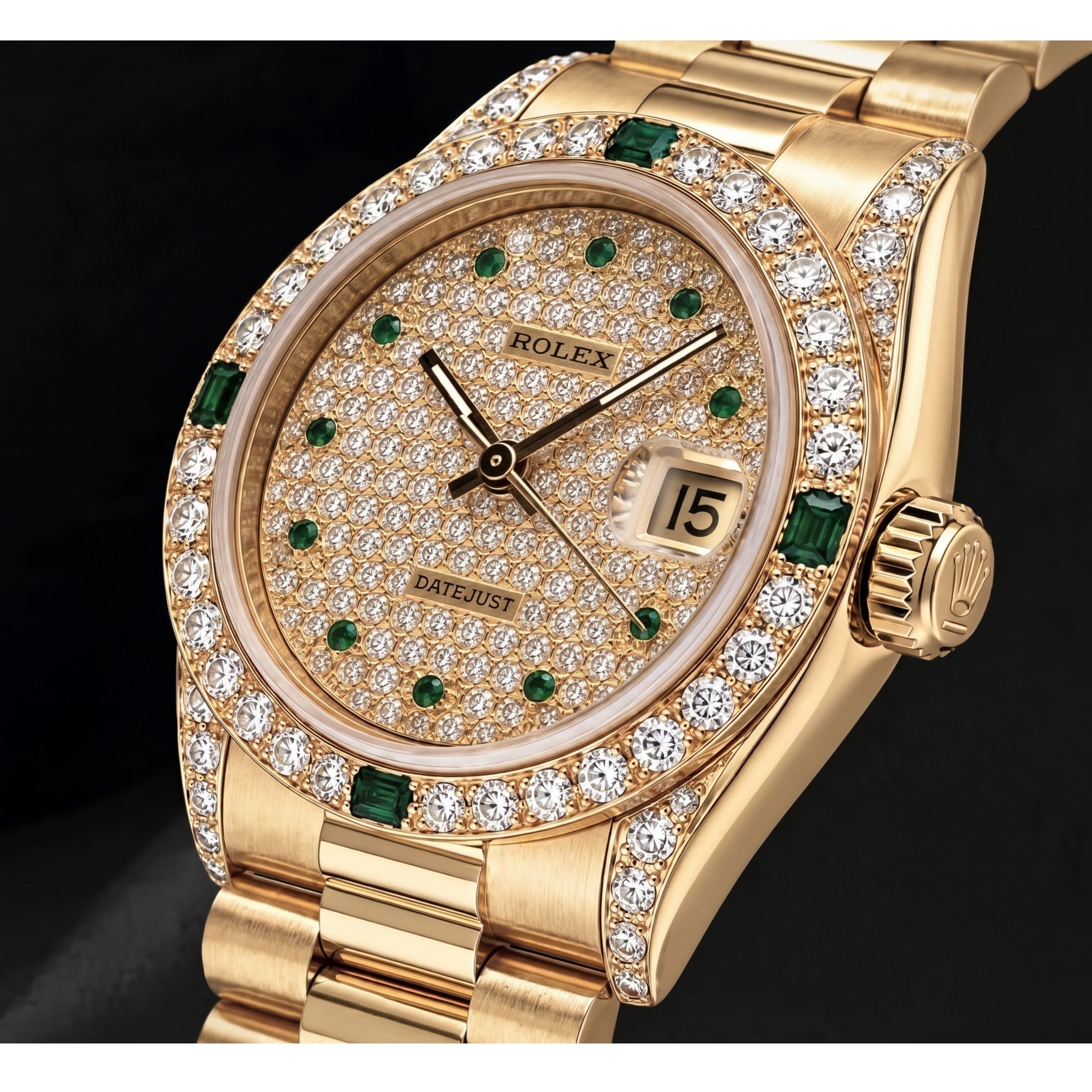 Rolex Datejust 68278 31mm Diamond Paved Dial Yellow Gold 18K Watch
