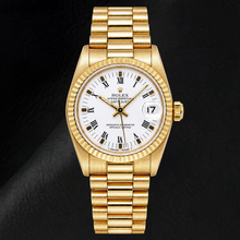 Rolex Datejust 68278 31mm White Roman Dial Yellow Gold Watch