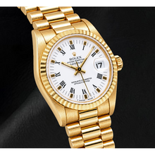 Rolex Datejust 68278 31mm White Roman Dial Yellow Gold Watch