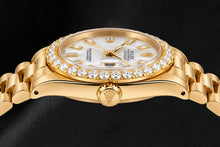 Rolex Datejust 6827 31mm White Mother of Pearl Diamond Dial Yellow Gold Watch