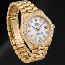 Rolex Datejust 6827 31mm White Mother of Pearl Diamond Dial Yellow Gold Watch