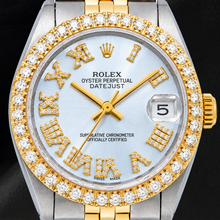 Rolex Datejust 6827 31mm Blue Roman Diamond Dial Two Tone Jubilee Bracelet Watch
