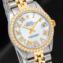 Rolex Datejust 6827 31mm Blue Roman Diamond Dial Two Tone Jubilee Bracelet Watch