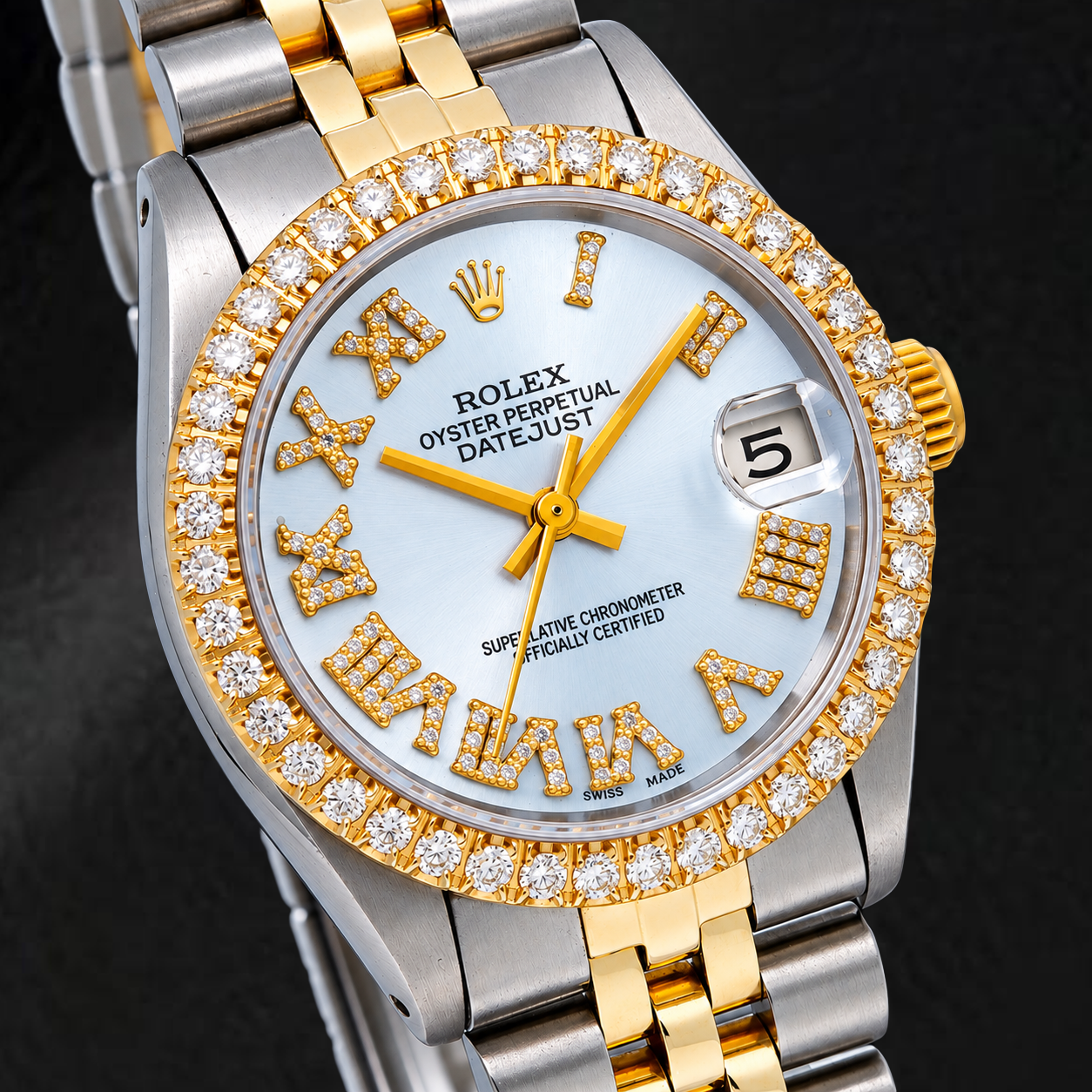 Rolex Datejust 6827 31mm Diamond Dial Two Tone Yellow Gold Jubilee Bracelet Watch