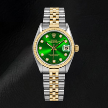 Rolex Datejust 6827 31mm Green Diamond Dial Two Tone Watch