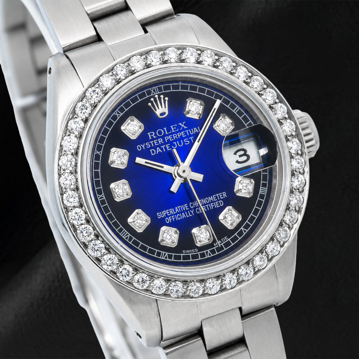 Rolex Datejust 69160 26mm Blue Diamond Dial Stainless Steel Oyster Bracelet Watch