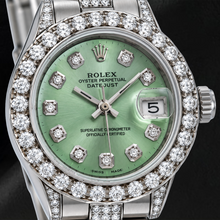 Rolex Datejust 69160 26mm Green Diamond Dial Stainless Steel Semi Diamonds Oyster Bracelet Watch