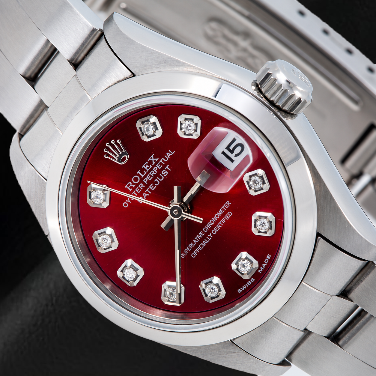 Rolex Datejust 69160 26mm Red Diamond Dial Stainless Steel Watch