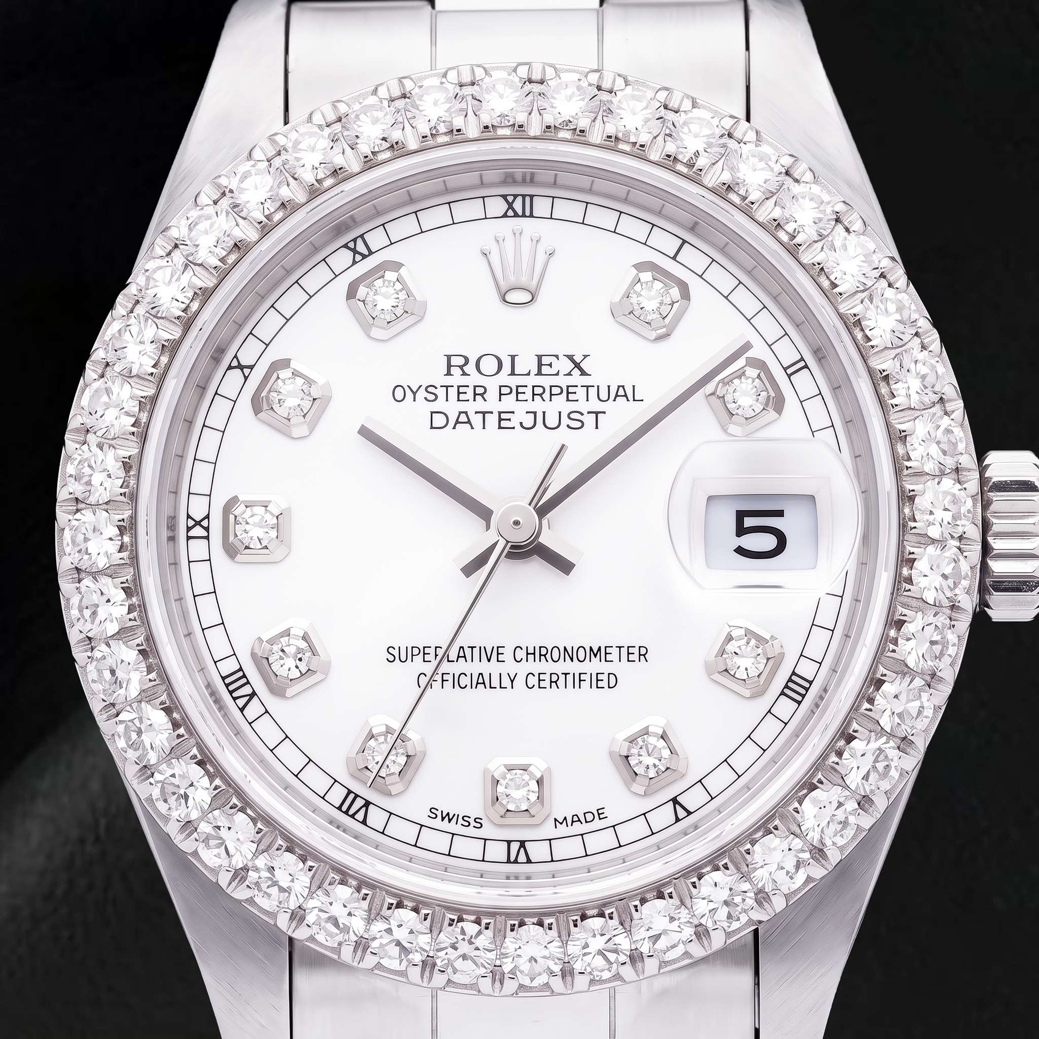 Rolex Datejust 69160 26mm White Mother of Pearl Diamond Dial Stainless Steel Watch