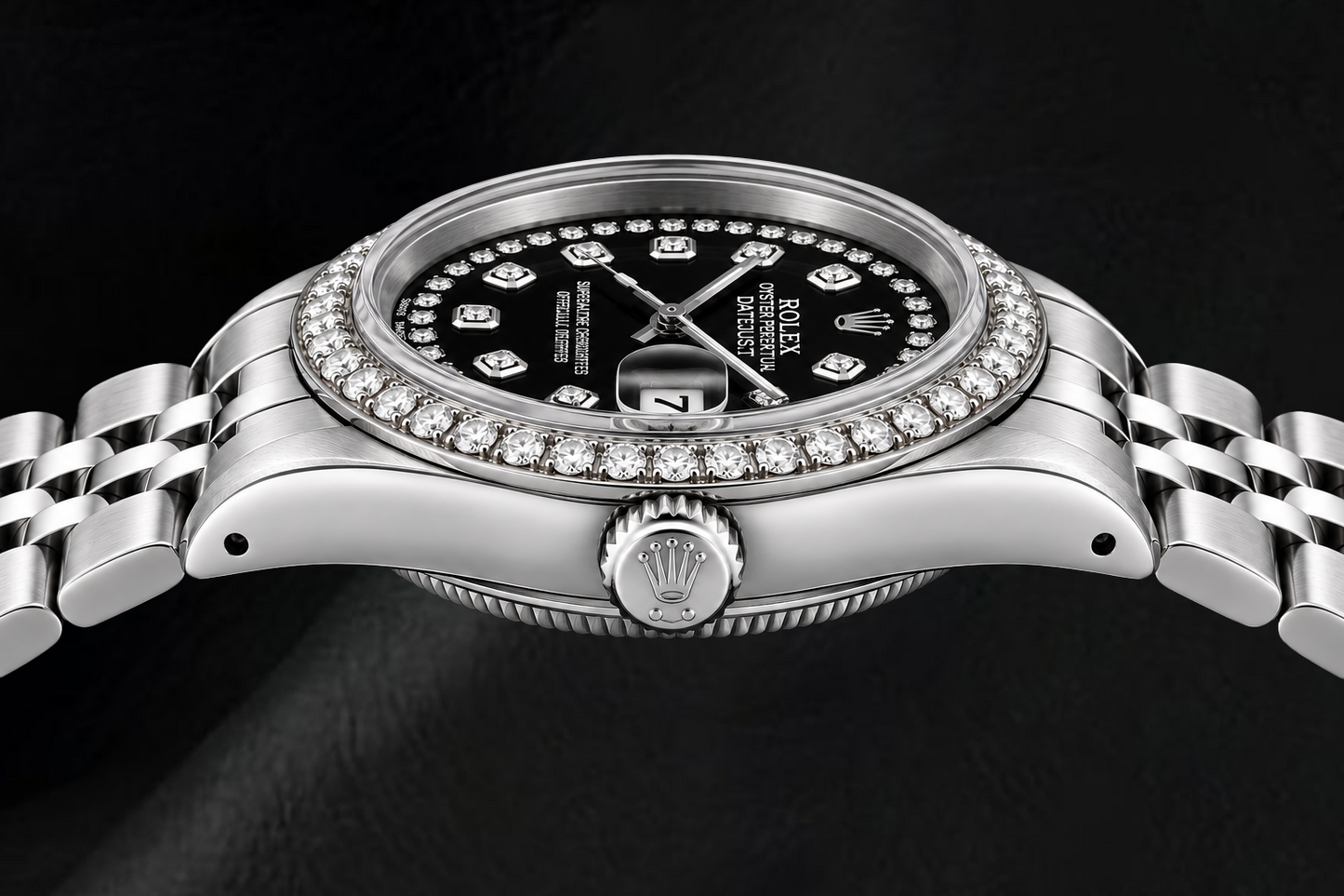 Rolex Datejust 6916 26mm Black String Diamond Dial Stainless Steel Watch