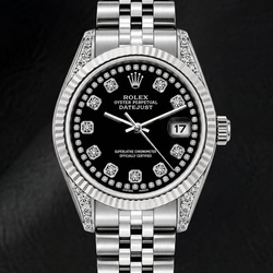 Rolex Datejust 6916 26mm Black String Diamond Dial Stainless Steel Watch