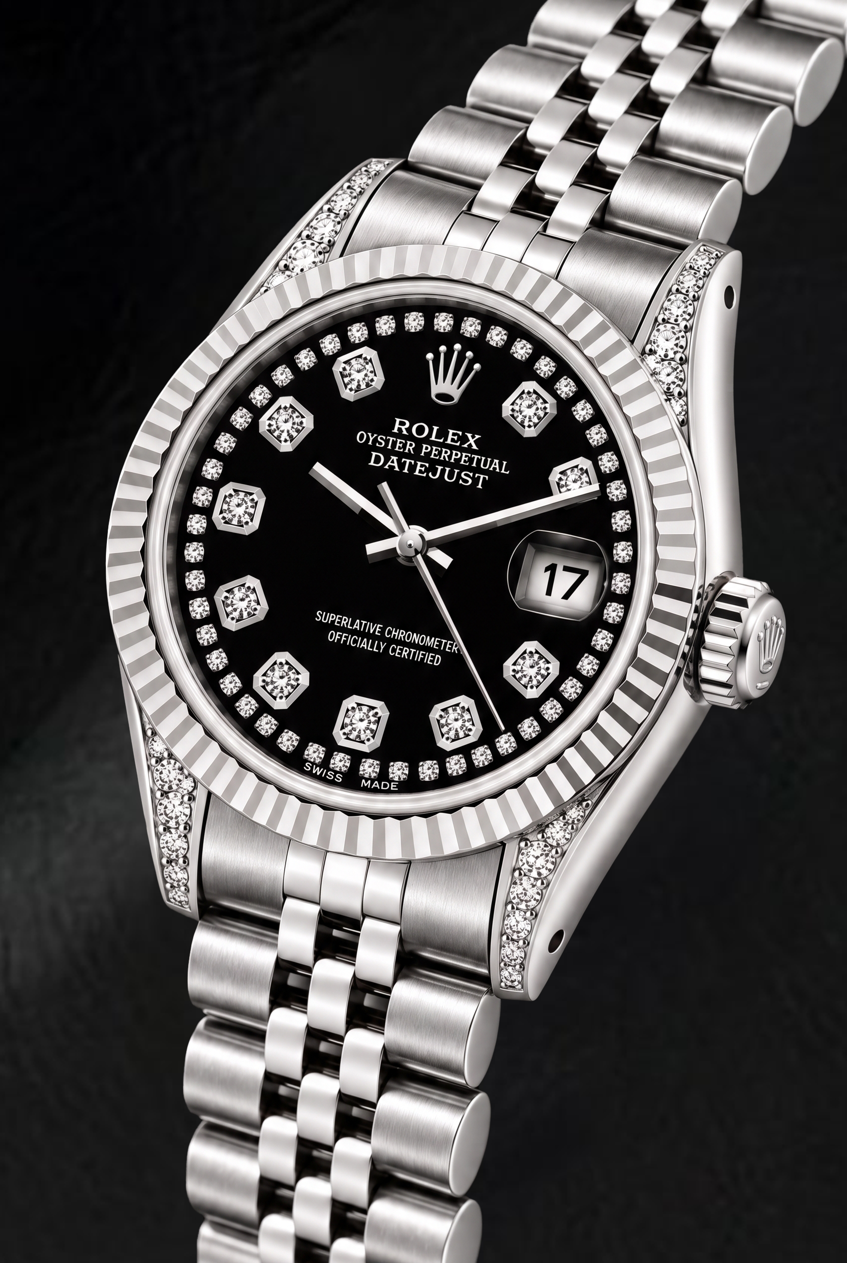 Rolex Datejust 6916 26mm Black String Diamond Dial Stainless Steel Watch