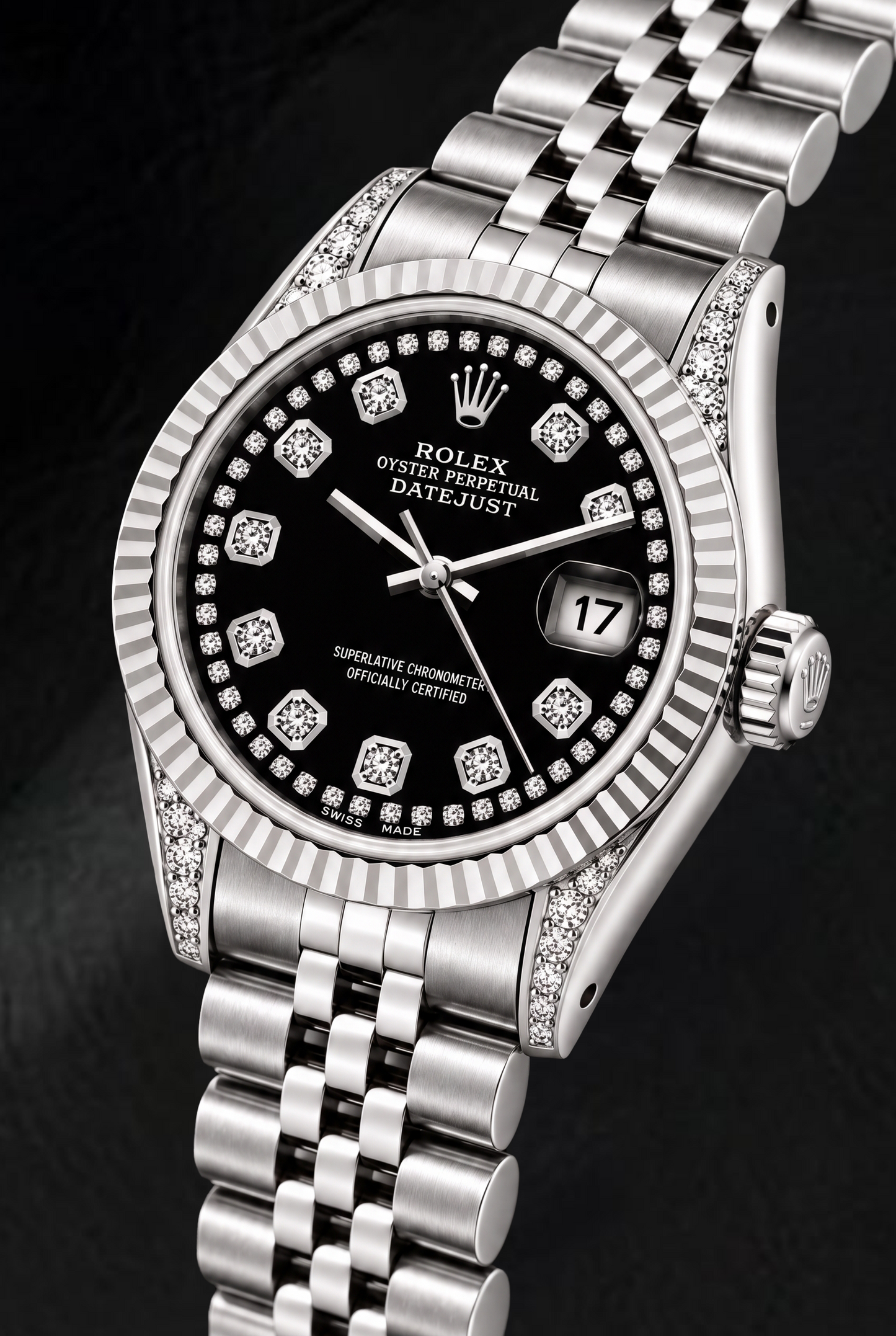 Rolex Datejust 6916 26mm Black String Diamond Dial Stainless Steel Watch