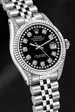 Rolex Datejust 6916 26mm Black String Diamond Dial Stainless Steel Watch