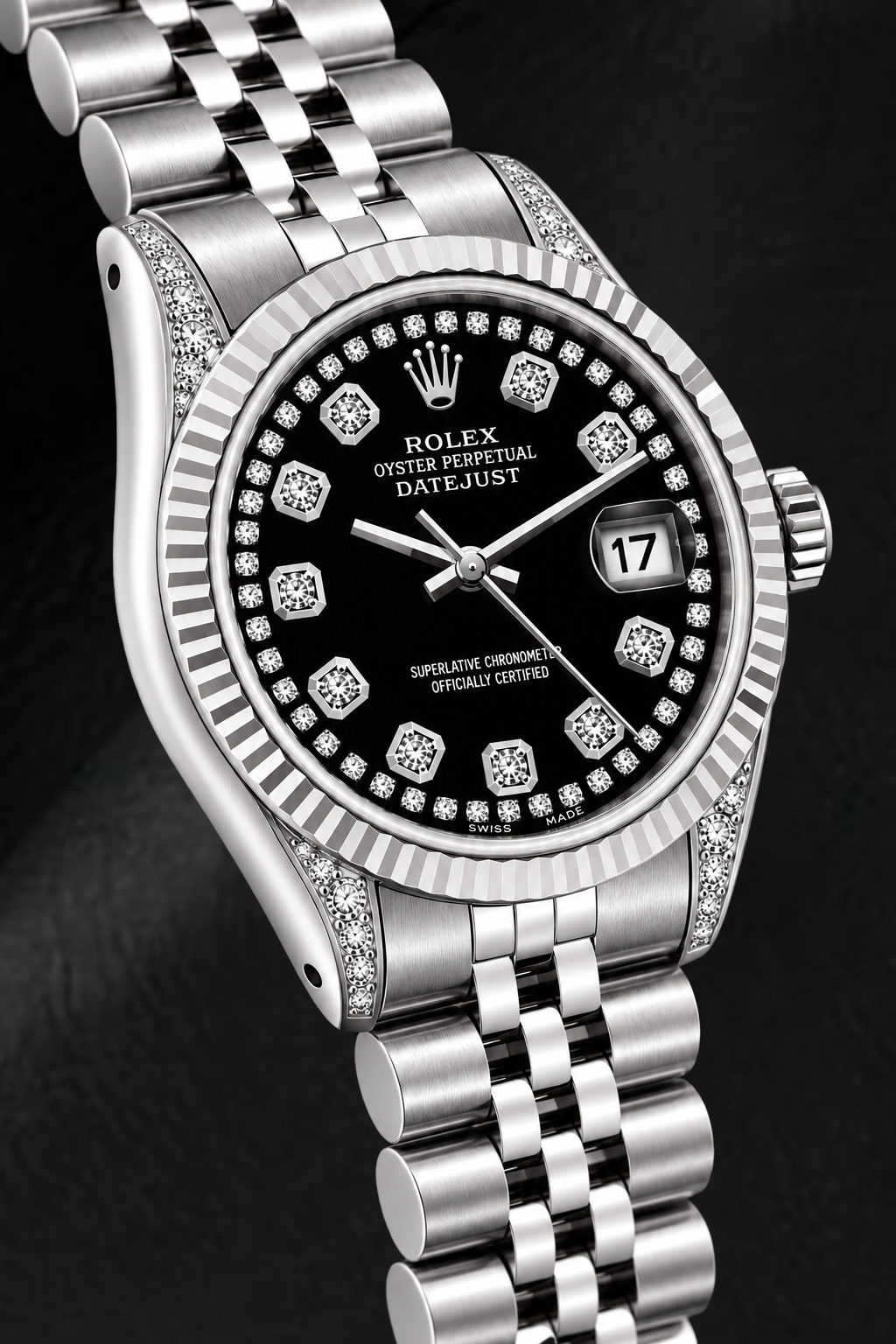 Rolex Datejust 6916 26mm Black String Diamond Dial Stainless Steel Watch