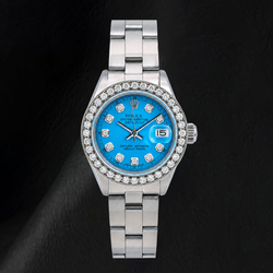 Rolex Datejust 6916 26mm Blue Diamond Dial Oyster Bracelet Stainless Steel Watch