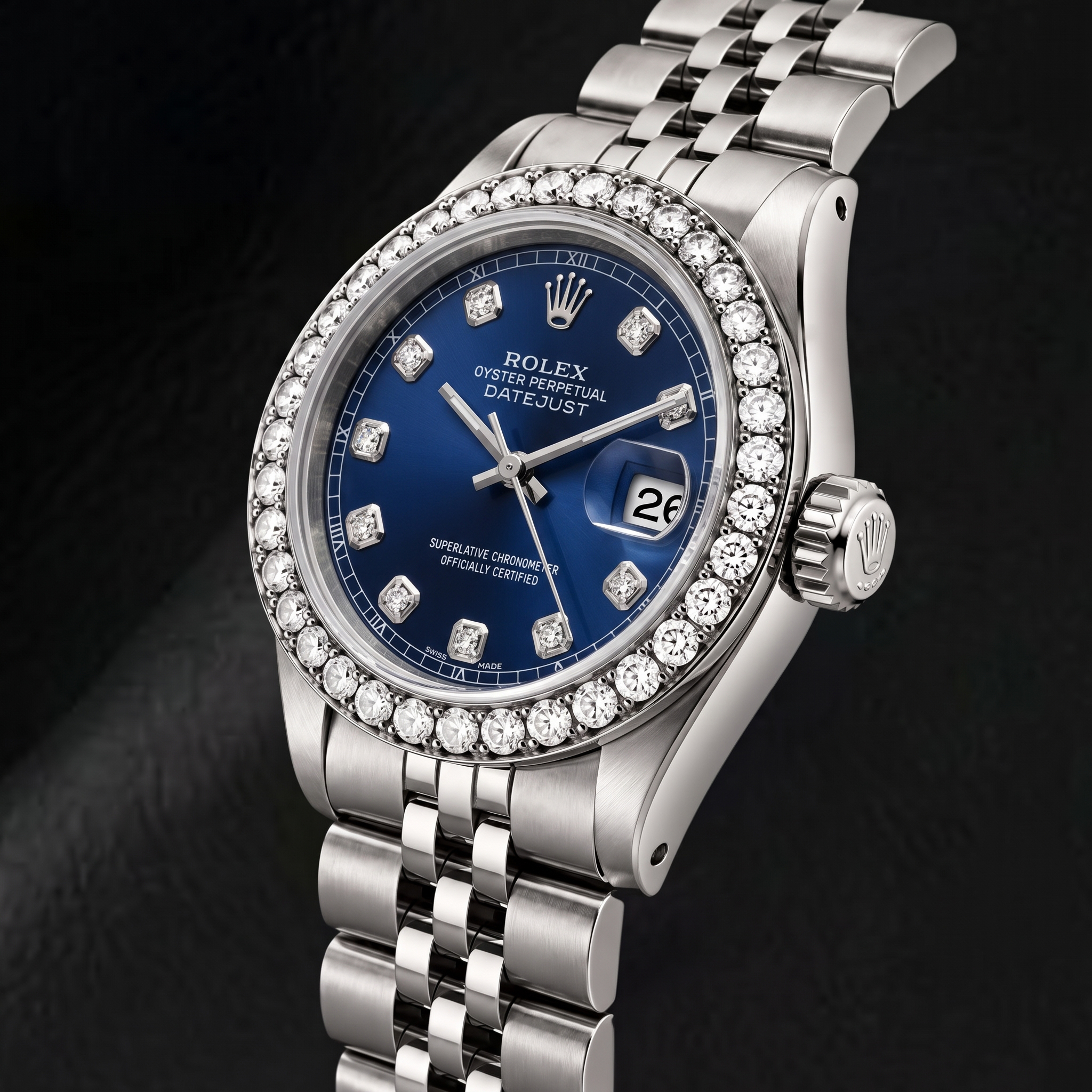 Rolex Datejust 6916 26mm Blue Diamond Dial Stainless Steel Watch