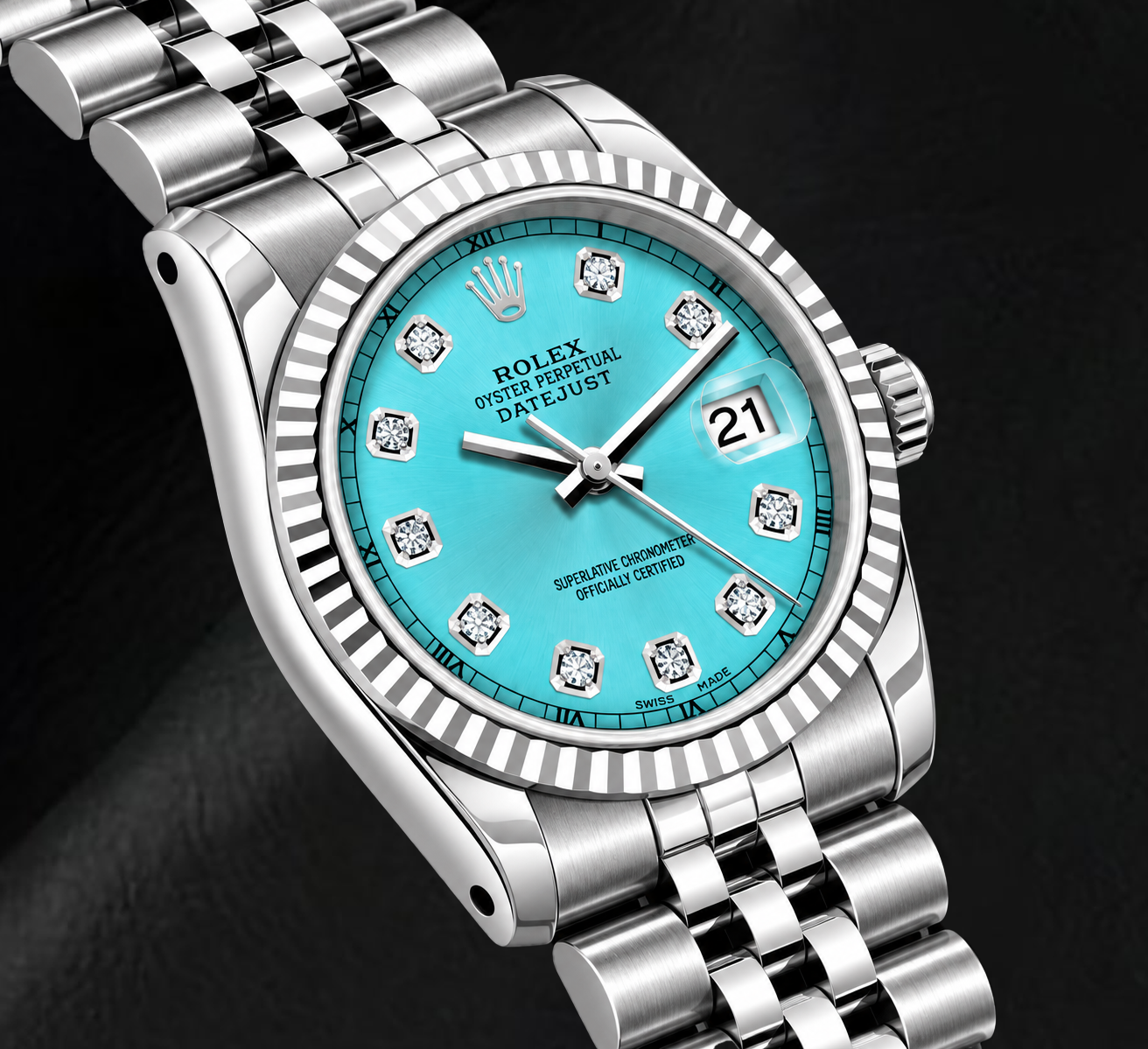 Rolex Datejust 6916 26mm Ice Blue Diamond Dial Stainless Steel Watch