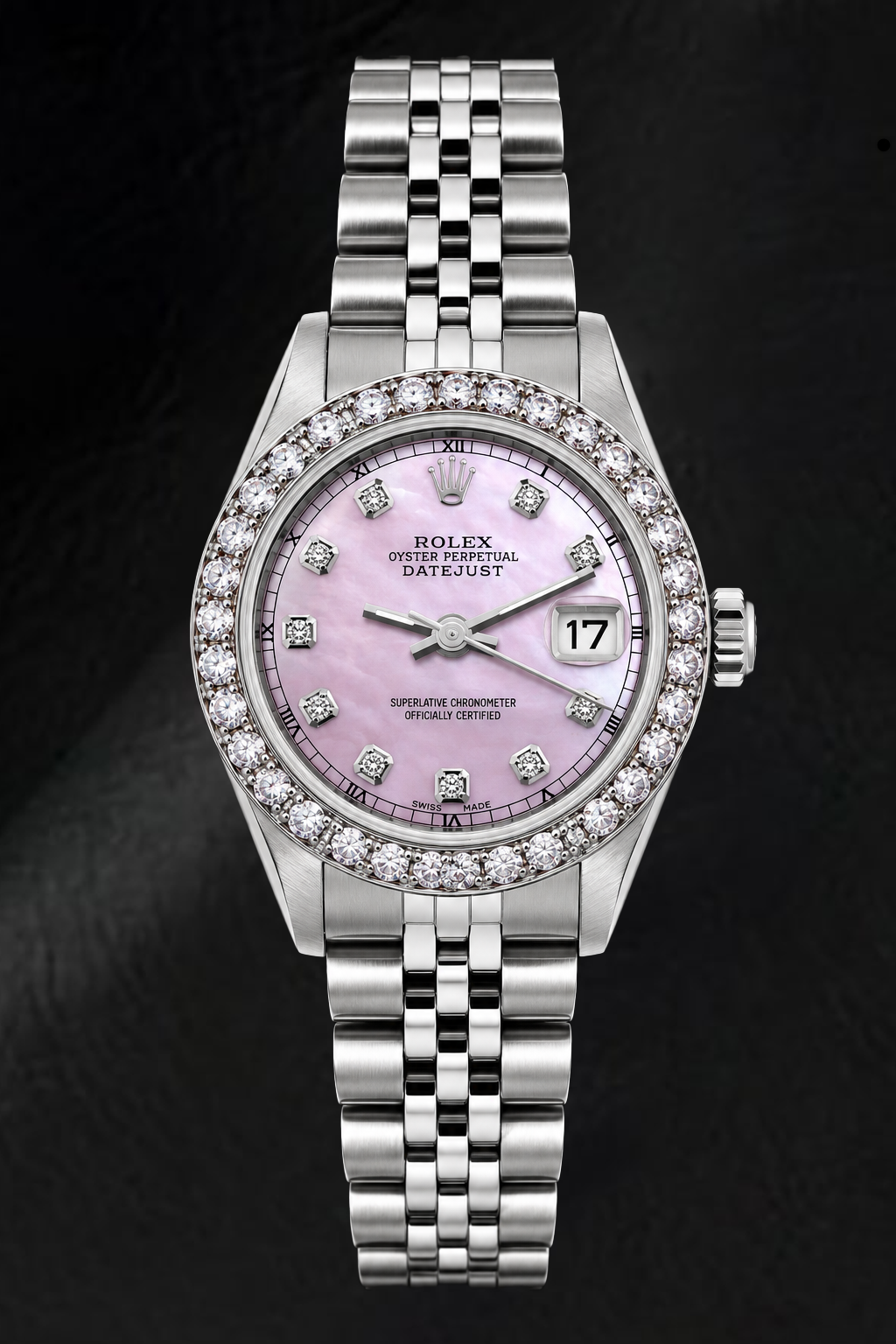 Rolex Datejust 6916 26mm Pink Mother of Pearl Diamond Dial Stainless Steel Watch