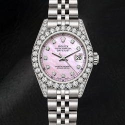 Rolex Datejust 6916 26mm Pink Mother of Pearl Diamond Dial Stainless Steel Watch