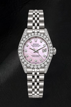 Rolex Datejust 6916 26mm Pink Mother of Pearl Diamond Dial Stainless Steel Watch