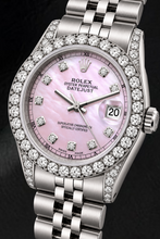 Rolex Datejust 6916 26mm Pink Mother of Pearl Diamond Dial Stainless Steel Watch