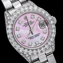 Rolex Datejust 6916 26mm Pink Mother of Pearl Diamond Dial Stainless Steel Watch