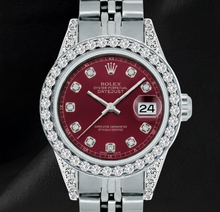 Rolex Datejust 6916 26mm Red Diamond Dial Diamond Bezel Stainless Steel Watch
