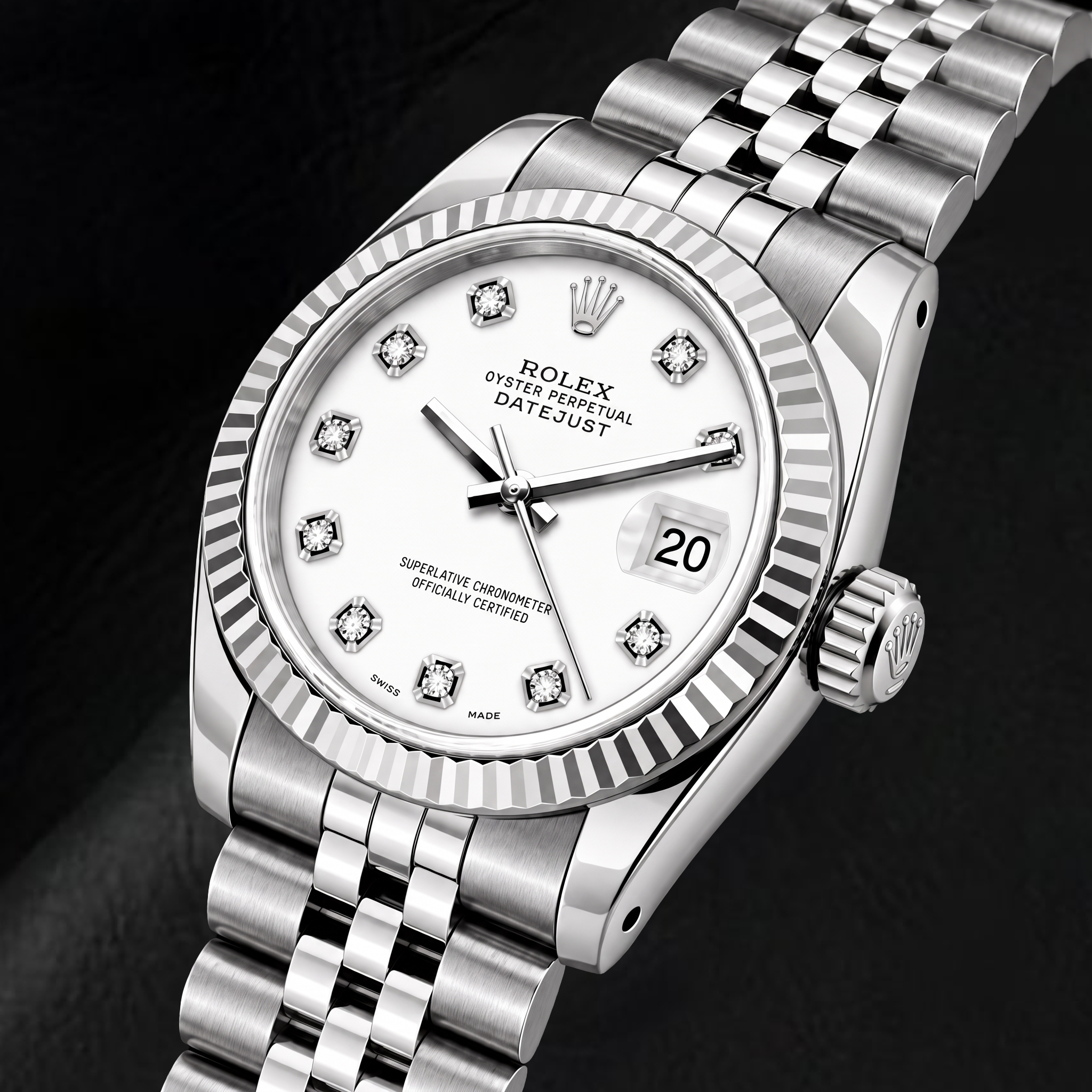 Rolex Datejust 6916 26mm White Diamond Dial Stainless Steel Watch