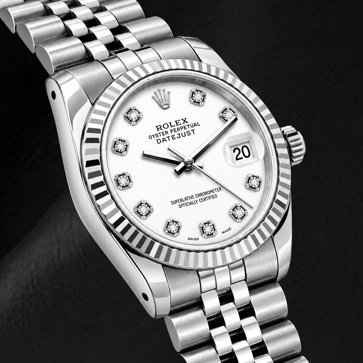 Rolex Datejust 6916 26mm White Diamond Dial Stainless Steel Watch