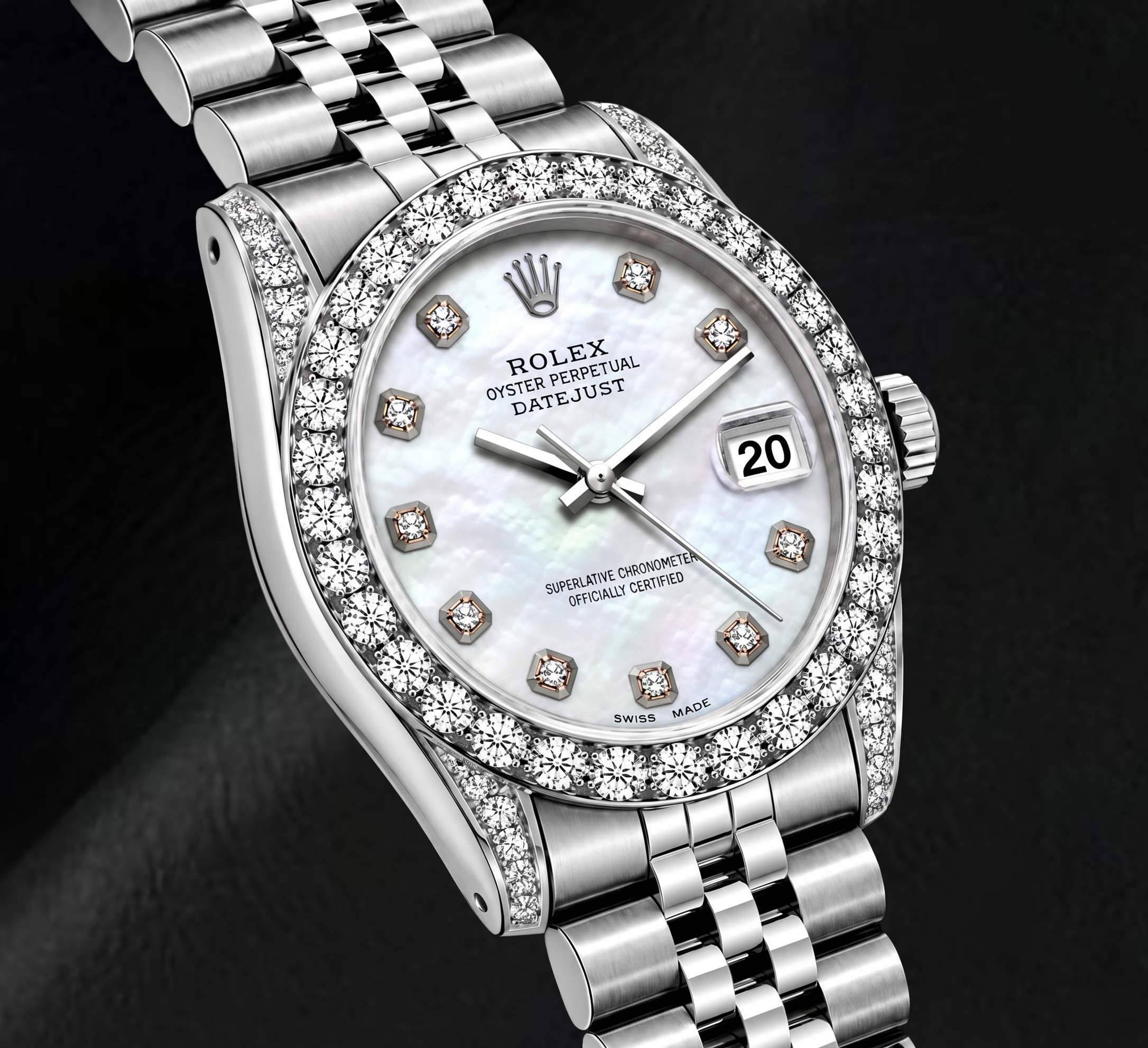 Rolex Datejust 6916 26mm White Mother of Pearl Diamond Dial Stainless Steel Watch