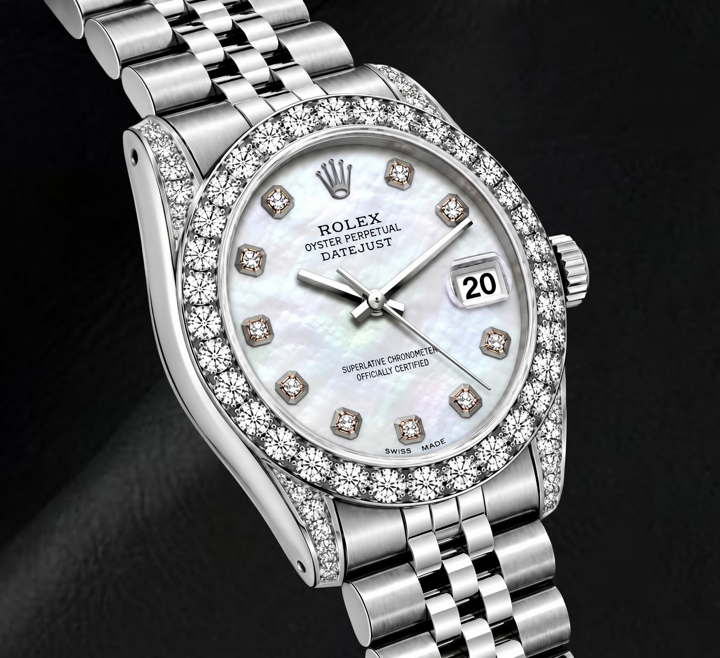 Rolex Datejust 6916 26mm White Mother of Pearl Diamond Dial Stainless Steel Watch