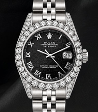 Rolex Datejust 6916 Black Roman Dial 26mm Diamond Bezel Watch Stainless Steel