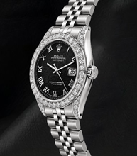 Rolex Datejust 6916 Black Roman Dial 26mm Diamond Bezel Watch Stainless Steel