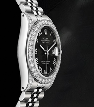 Rolex Datejust 6916 Black Roman Dial 26mm Diamond Bezel Watch Stainless Steel