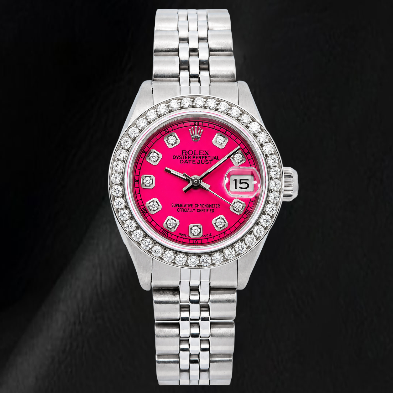 Rolex Datejust 6916 Pink Diamond Dial 26mm Stainless Steel Watch