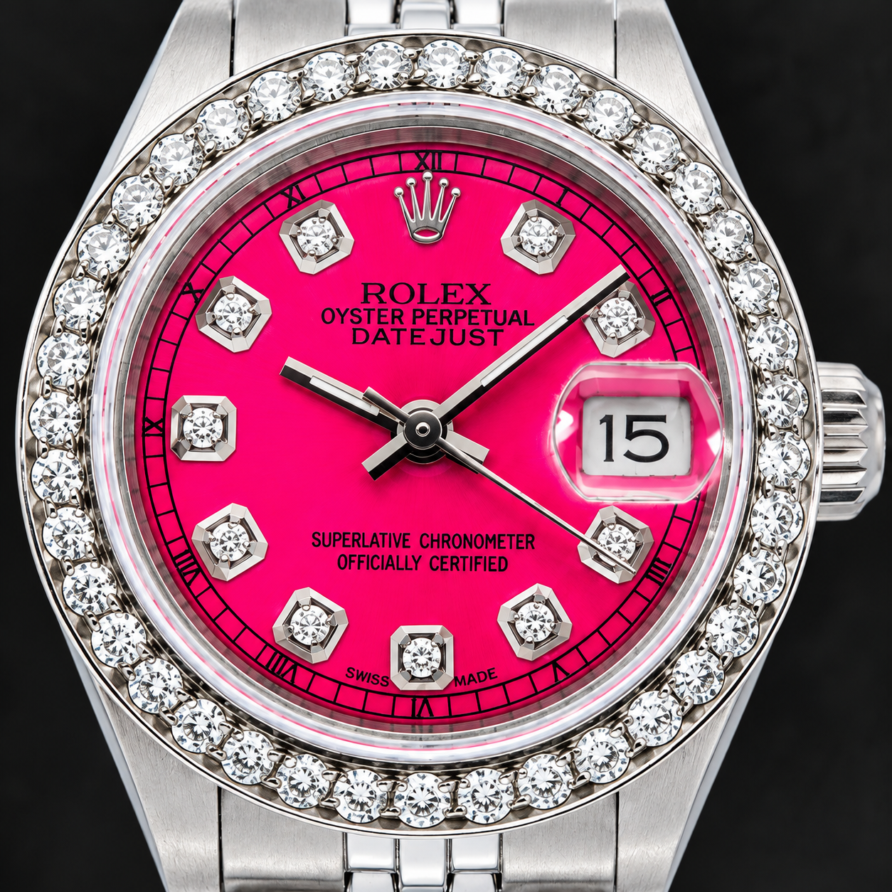 Rolex Datejust 6916 Pink Diamond Dial 26mm Stainless Steel Watch